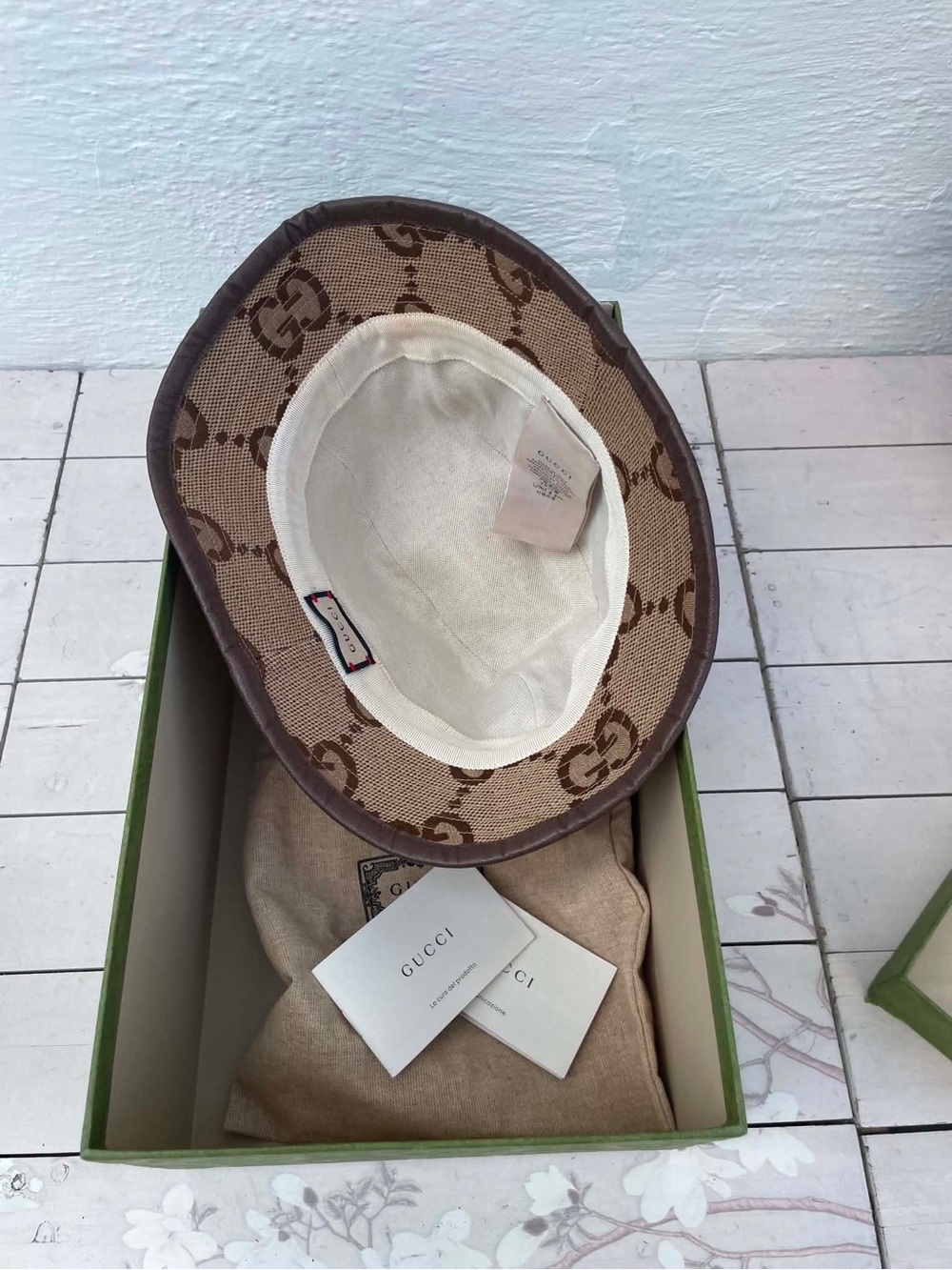 Gucci Beige and Brown GG Monogram Bucket Hat - Picture 5 of 9